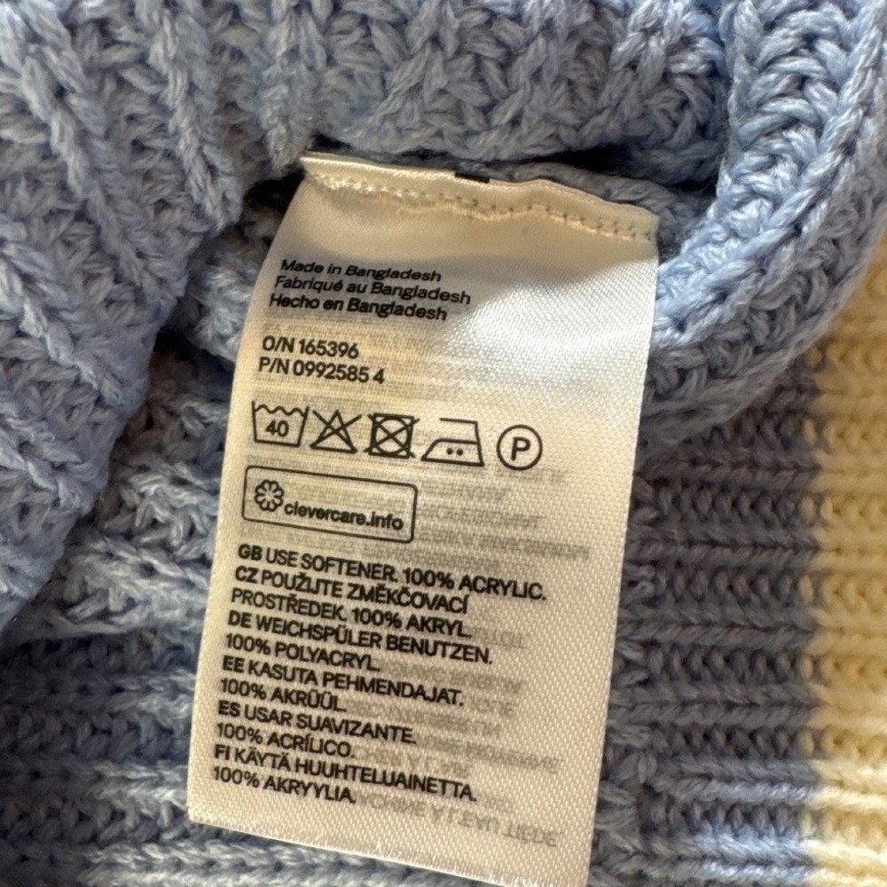H&M Blue Knit Cropped Sweater Womens Vest V Neck Top Preppy Academia‎ Large NWOT - Picture 3 of 8